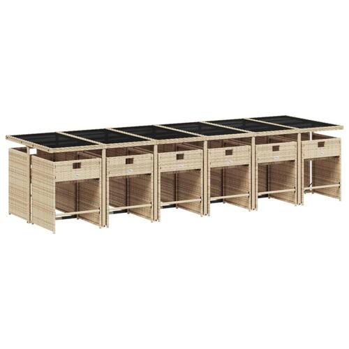 Spisebordssæt til haven 13 dele med hynder polyrattan beige