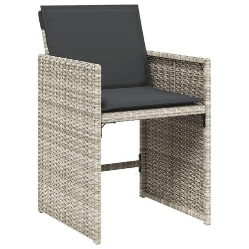 Loungesæt til haven 11 dele med hynder polyrattan lysegrå
