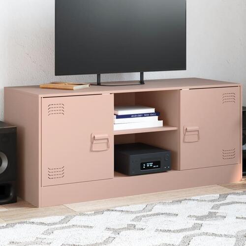 Tv-bord 99x39x44 cm stål lyserød