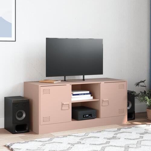 Tv-bord 99x39x44 cm stål lyserød