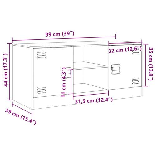 Tv-bord 99x39x44 cm stål lyserød