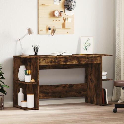 Skrivebord 140x50x75 cm konstrueret træ røget egetræsfarve