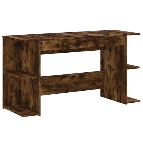 Skrivebord 140x50x75 cm konstrueret træ røget egetræsfarve