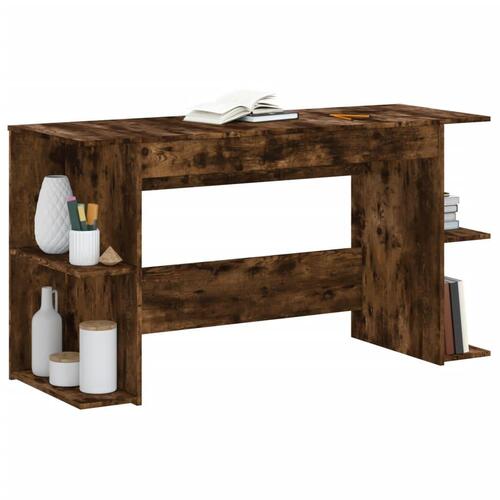 Skrivebord 140x50x75 cm konstrueret træ røget egetræsfarve
