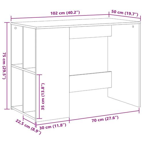 Skrivebord 102x50x75 cm konstrueret træ betongrå