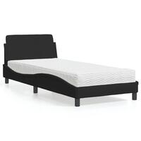 Seng med madras 90x190 cm stof sort