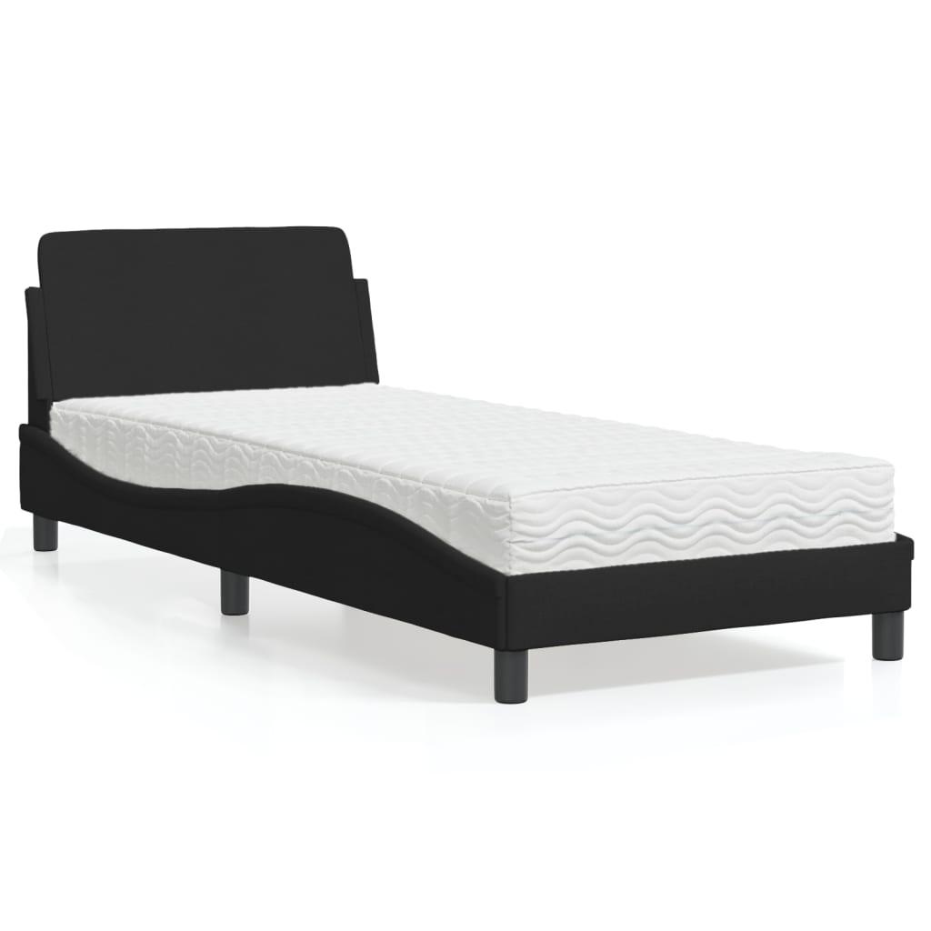 Seng med madras 90x190 cm stof sort