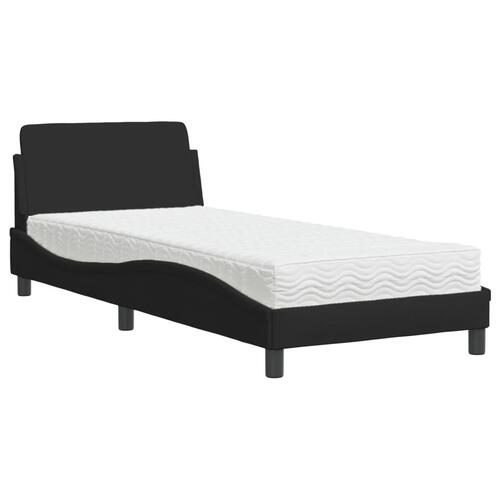 Seng med madras 90x190 cm stof sort