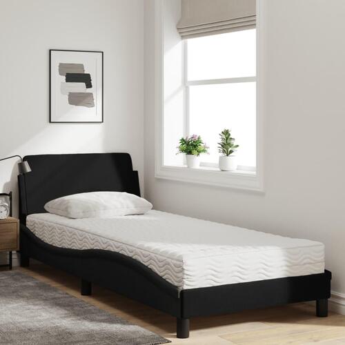 Seng med madras 90x190 cm stof sort