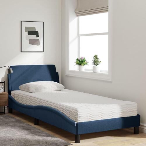 Seng med madras 90x190 cm stof blå
