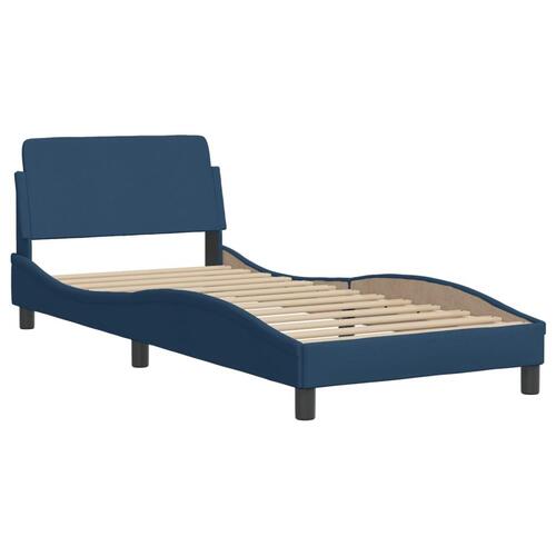 Seng med madras 90x190 cm stof blå
