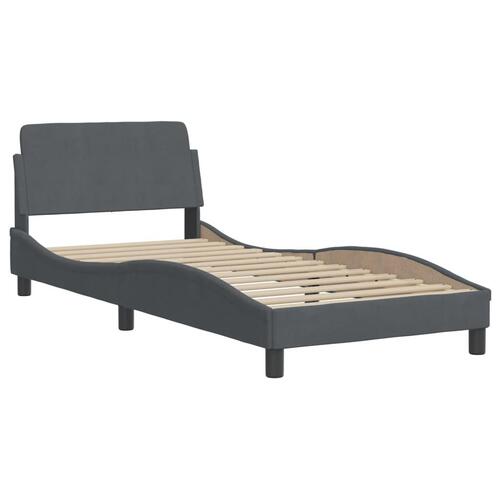 Seng med madras 90x190 cm velour mørkegrå