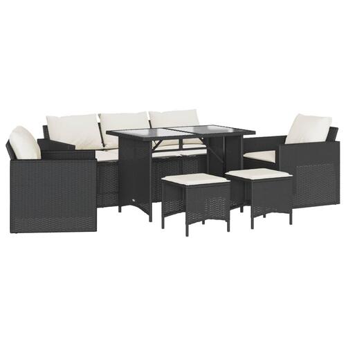 Sofasæt til haven 6 dele med hynder polyrattan sort