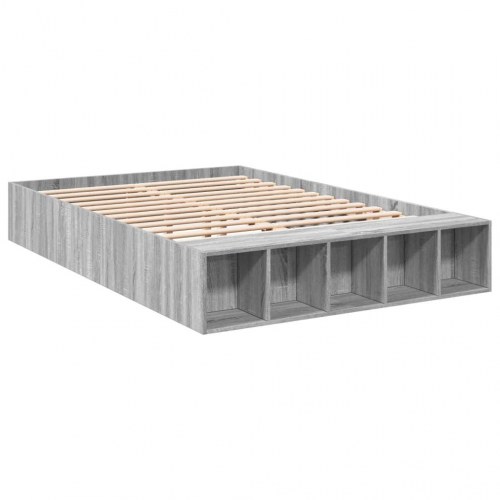 Sengestel 135 x 190 cm med opbevaring - grå sonoma-eg