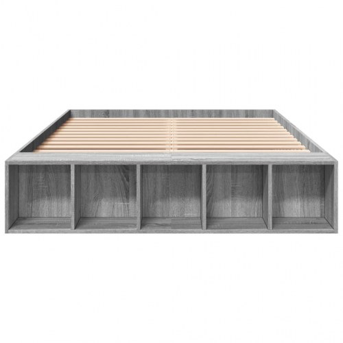 Sengestel 135 x 190 cm med opbevaring - grå sonoma-eg