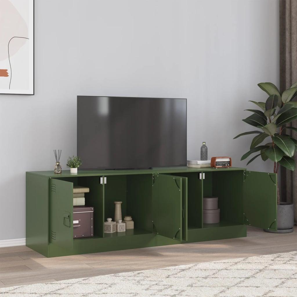 Tv-borde 2 stk. 67x39x44 cm stål olivengrøn