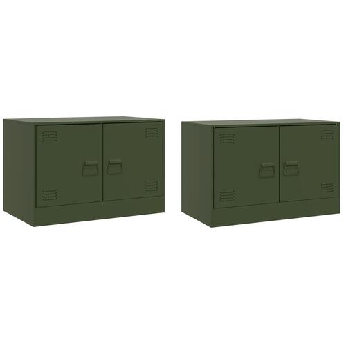 Tv-borde 2 stk. 67x39x44 cm stål olivengrøn