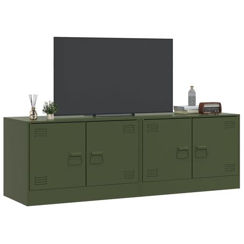 Tv-borde 2 stk. 67x39x44 cm stål olivengrøn