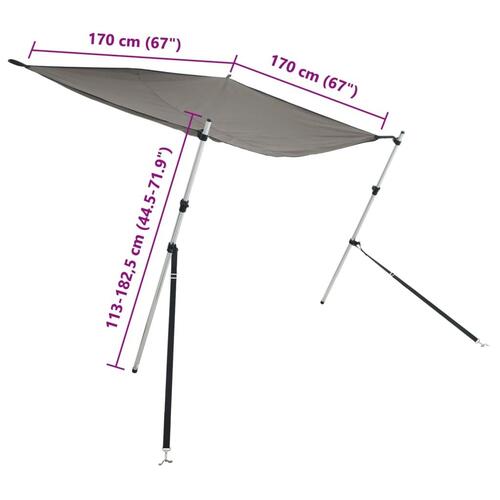 T-sejl til båd 170x170x(113-182,5) cm forlængerdel antracitgrå