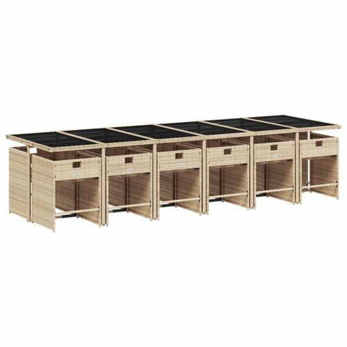 Spisebordssæt til haven 13 dele med hynder polyrattan beige