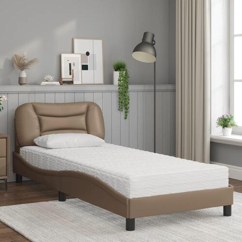 Seng 90x190 cm kunstlæder cappuccinofarvet