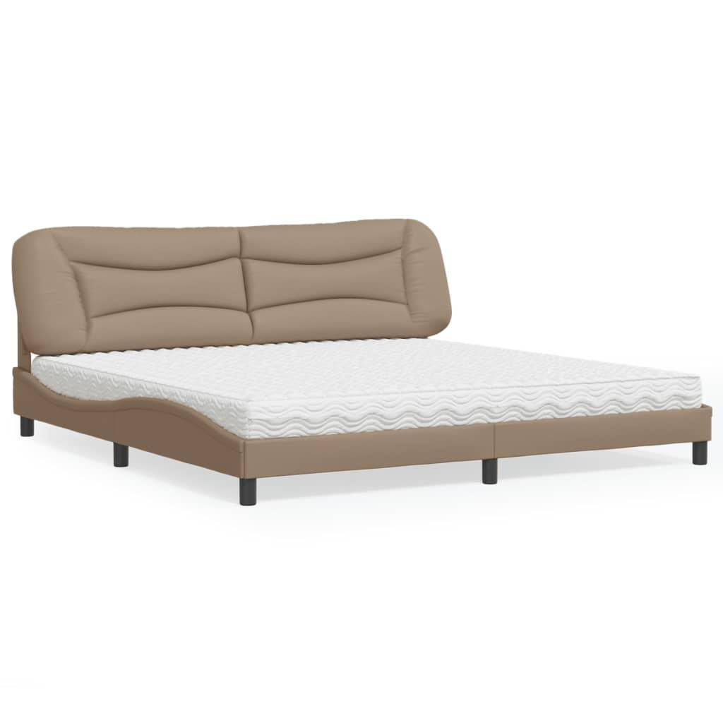 Seng med madras Hvar 200x200 cm kunstlæder cappuccinofarvet