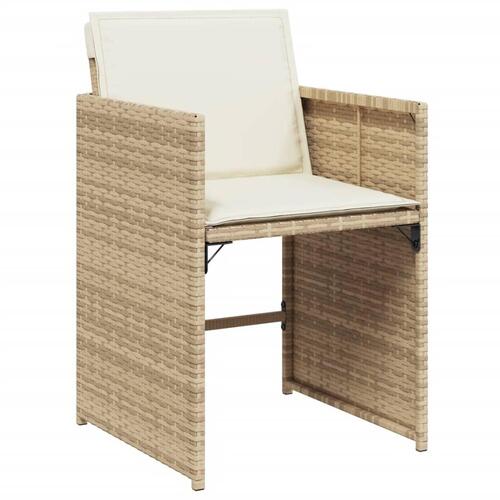 Spisebordssæt til haven 17 dele med hynder polyrattan beige