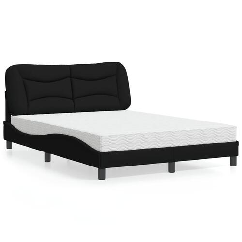 Seng med madras 140x190 cm stof sort