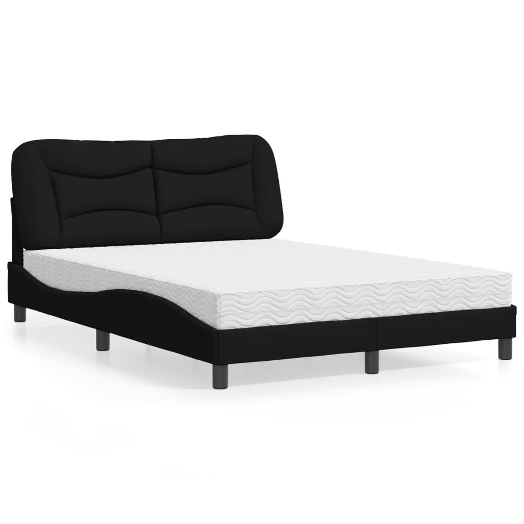 Seng med madras 140x190 cm stof sort