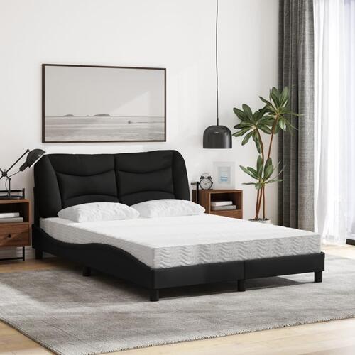 Seng med madras 140x190 cm stof sort