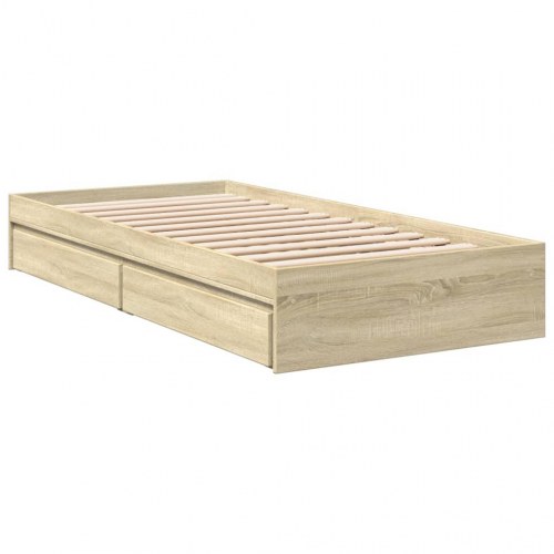 Sengeramme med skuffer 75x190 cm konstrueret træ sonoma-eg