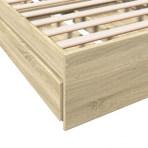 Sengeramme med skuffer 75x190 cm konstrueret træ sonoma-eg