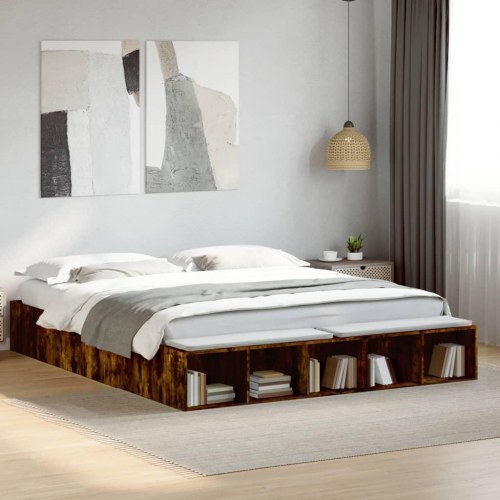Sengestel 180x200 cm konstrueret træ røget egetræsfarve