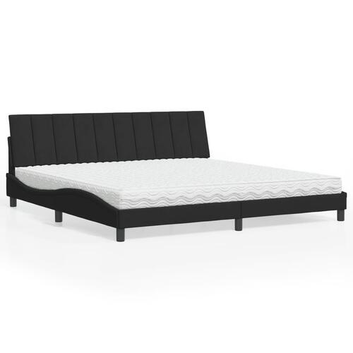 Seng med madras 200x200 cm velour sort