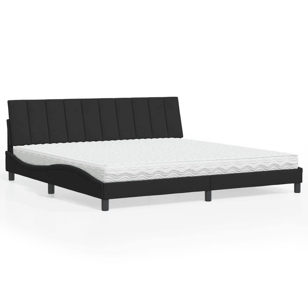 Seng med madras 200x200 cm velour sort