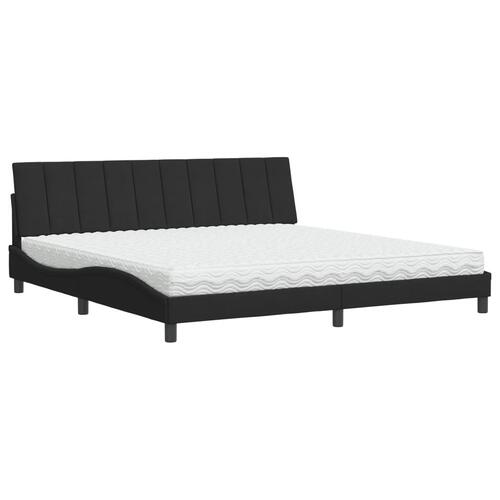 Seng med madras 200x200 cm velour sort