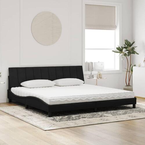 Seng med madras 200x200 cm velour sort