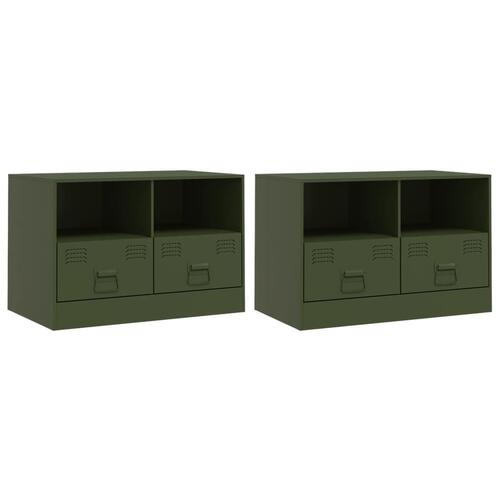 Tv-borde 2 stk. 67x39x44 cm stål olivengrøn