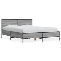 Sengestel 135x190 cm konstrueret træ og metal grå sonoma-eg
