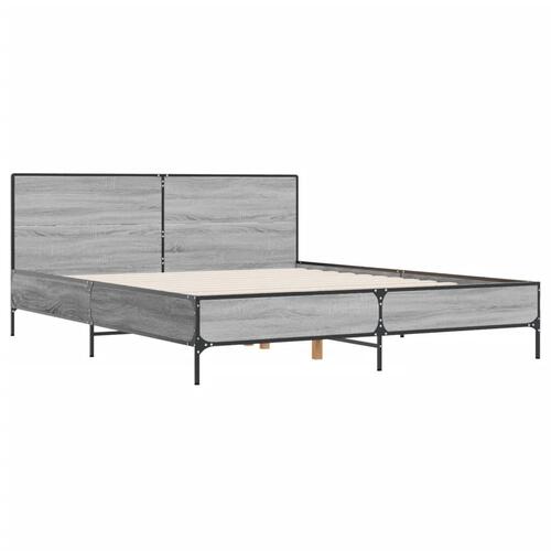 Sengestel 135x190 cm konstrueret træ og metal grå sonoma-eg