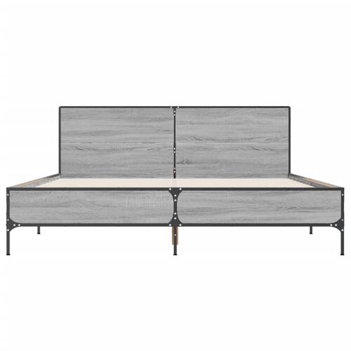 Sengestel 135x190 cm konstrueret træ og metal grå sonoma-eg