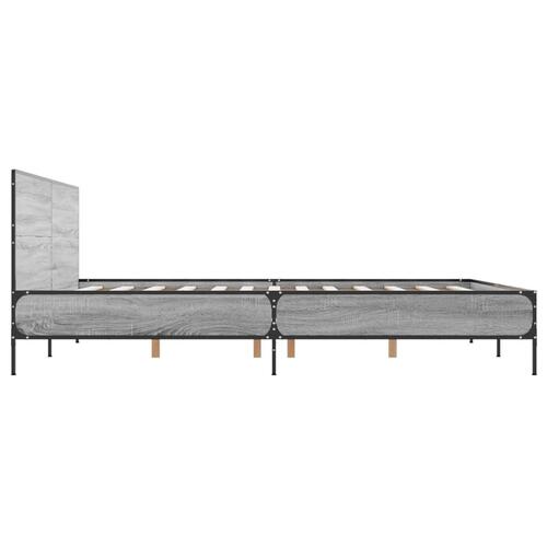 Sengestel 135x190 cm konstrueret træ og metal grå sonoma-eg