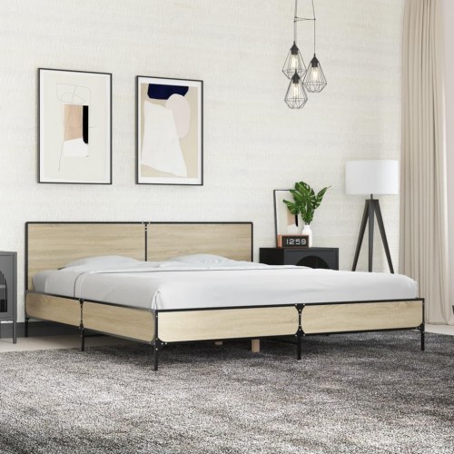 Sengestel med hovedgærde 200 x 200 cm - sonoma-eg