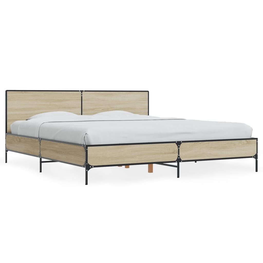 Sengestel 180x200 cm konstrueret træ og metal sonoma-eg