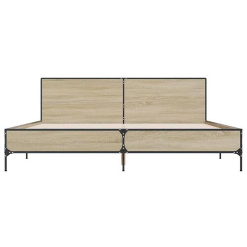 Sengestel 180x200 cm konstrueret træ og metal sonoma-eg