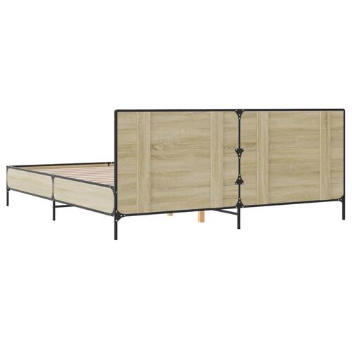 Sengestel 180x200 cm konstrueret træ og metal sonoma-eg