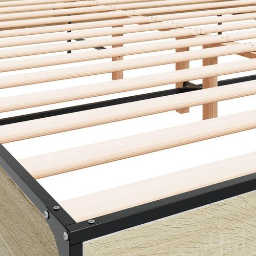Sengestel 180x200 cm konstrueret træ og metal sonoma-eg