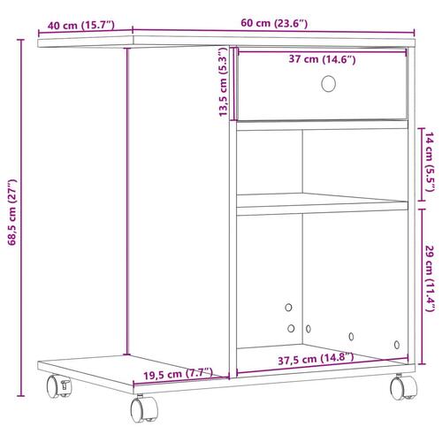 Printerstativ med hjul 60x40x68,5 cm sort
