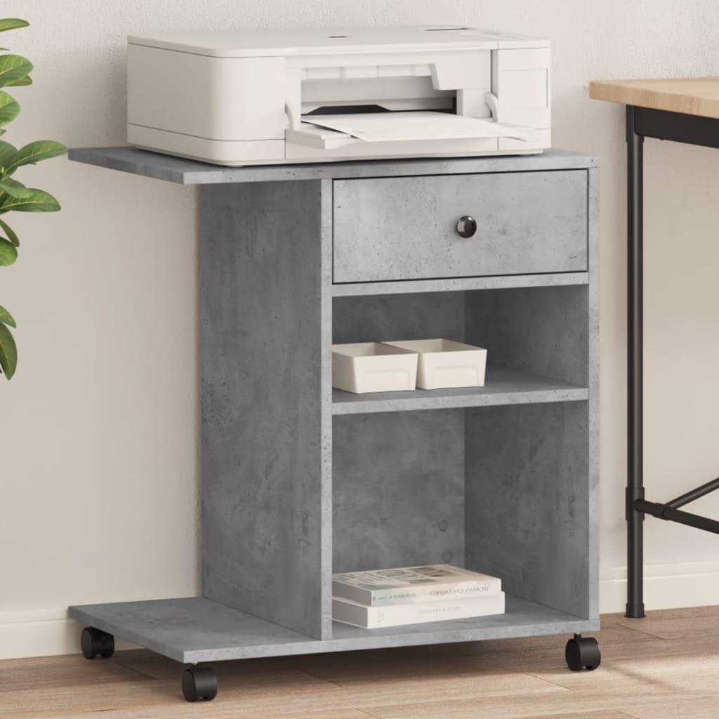 Printerstativ med hjul 60 × 40 × 68,5 cm - betongrå billede