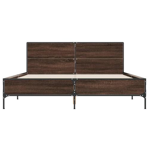 Sengestel 160x200 cm konstrueret træ og metal brun egetræ